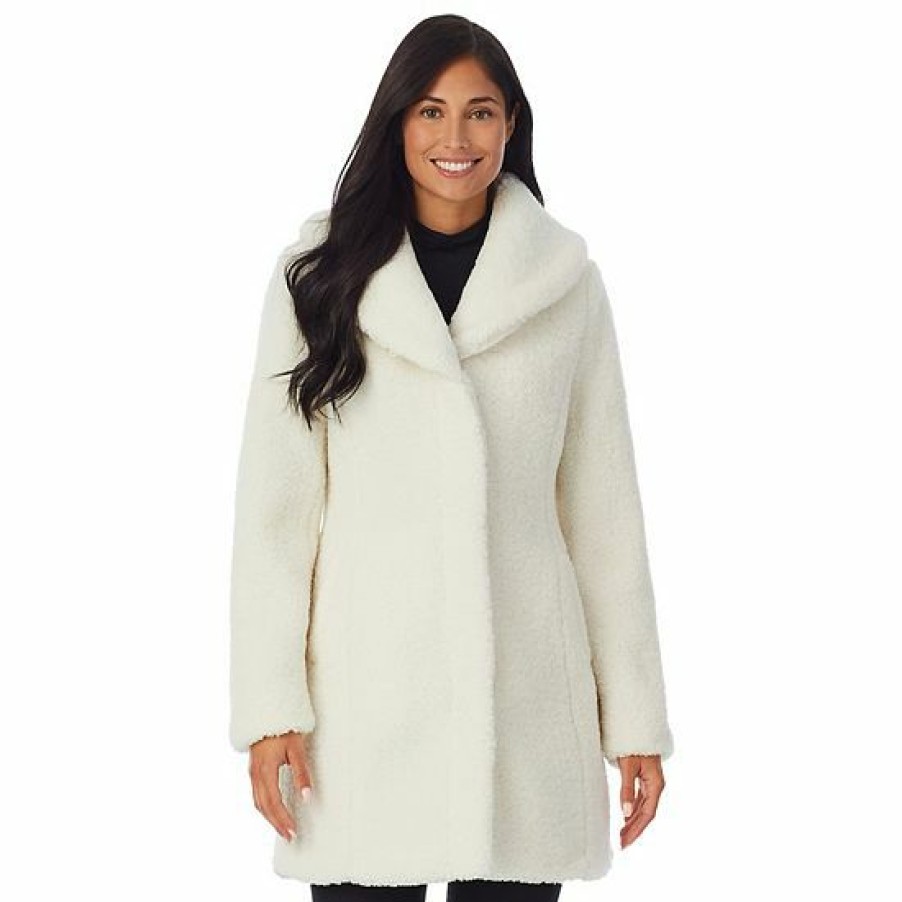 Womens * | Women'S Cuddl Duds Curly Sherpa Shawl-Collar Coat