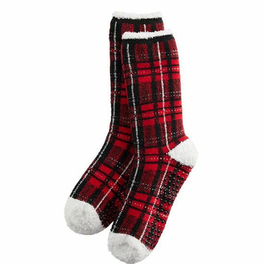 Womens * | Women'S Cuddl Duds Plaid Cozy Lined Lounge Slipper Socks