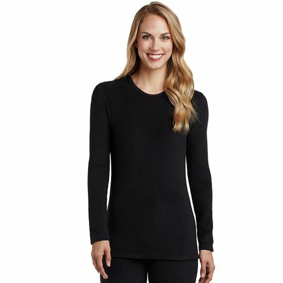 Womens * | Women'S Cuddl Duds Fleecewear With Stretch Long Sleeve Crewneck Top