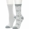 Womens * | Women'S Cuddl Duds 2 Pair Pack Snowflake Diamond Crew Socks