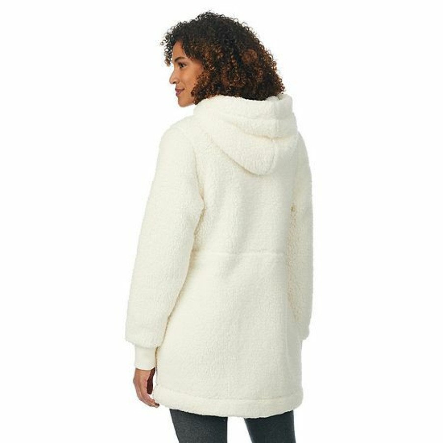 Womens * | Women'S Cuddl Duds Cozy Sherpa Hooded Anorak Jacket