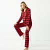 Womens * | Petite Jammies For Your Families Beary Cool Buffalo Check Pajama Set By Cuddl Duds