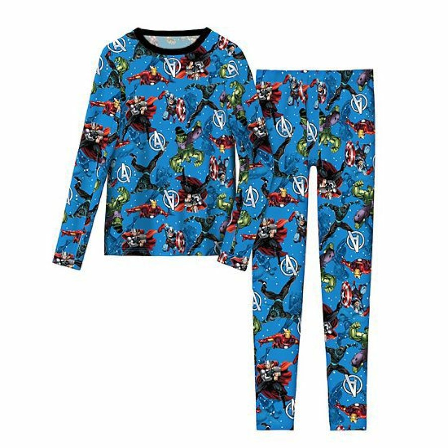 Womens * | Boys 4-18 Cuddl Duds Avengers Stretch 2-Piece Base Layer Set