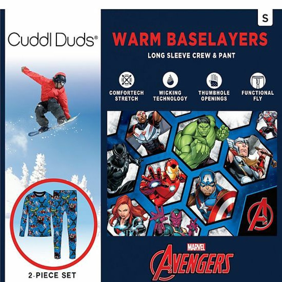 Womens * | Boys 4-18 Cuddl Duds Avengers Stretch 2-Piece Base Layer Set