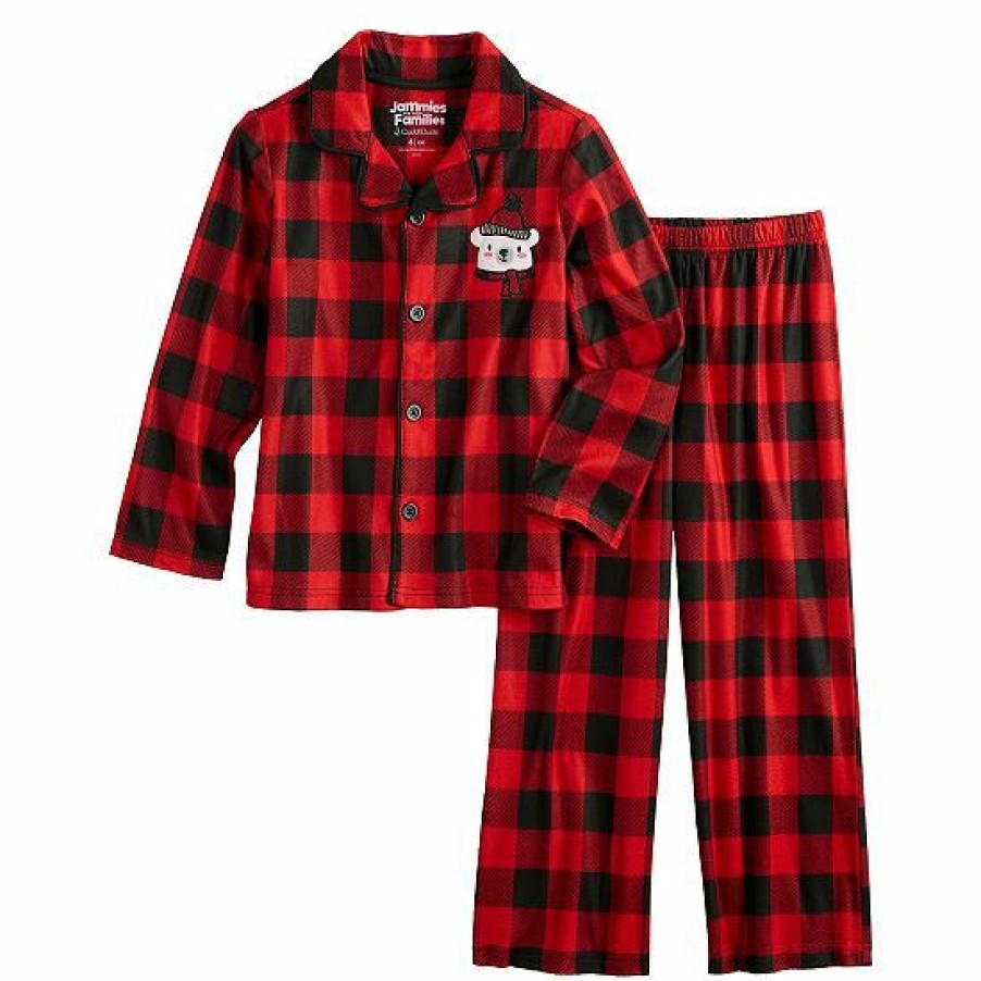 Womens * | Kids 4-14 Jammies For Your Families Beary Cool Buffalo Check Pajama Set By Cuddl Duds