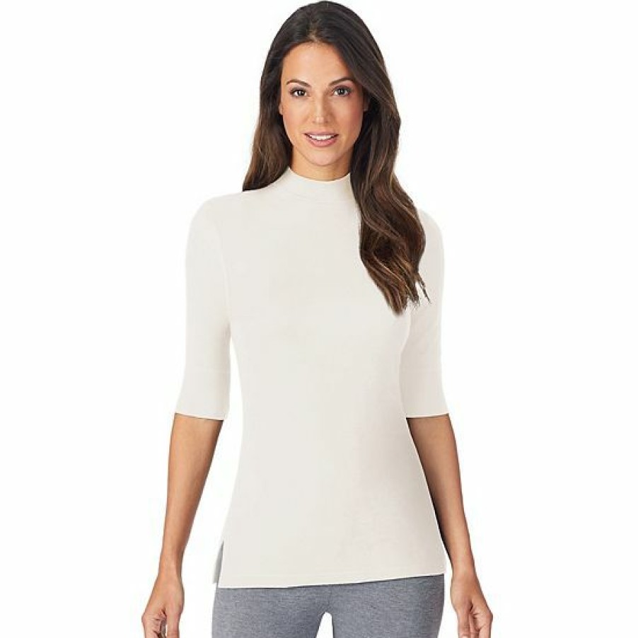 Womens * | Women'S Cuddl Duds Softwear With Stretch Elbow Sleeve Mockneck Top