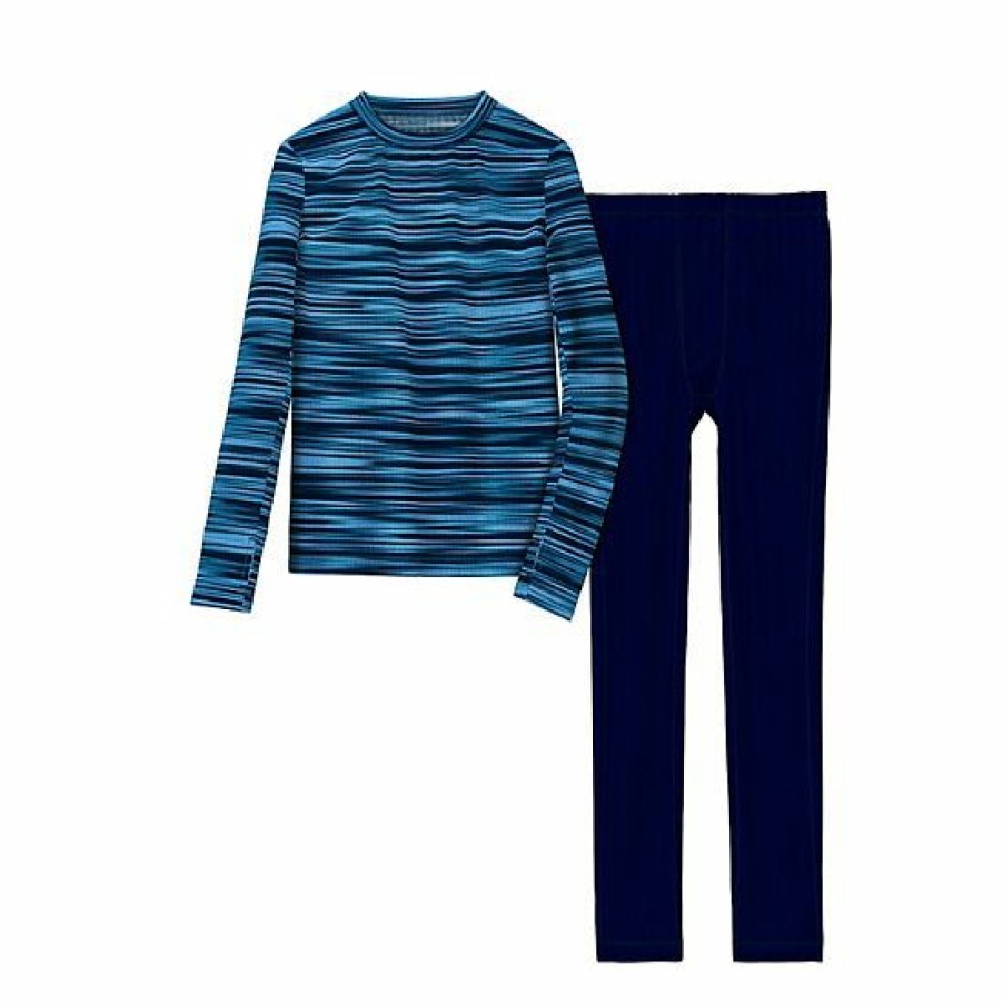 Womens * | Boys 4-18 Cuddl Duds Texture Grid 2-Piece Base Layer Set