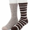 Womens * | Men'S Climatesmart By Cuddl Duds 2-Pack Skinny Stripe Cozy Crew Socks