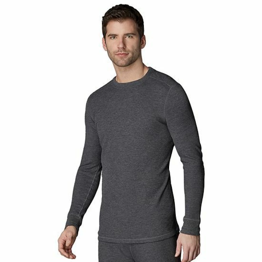 Womens * | Men'S Cuddl Duds Midweight Waffle Thermal Performance Baselayer Crew Top