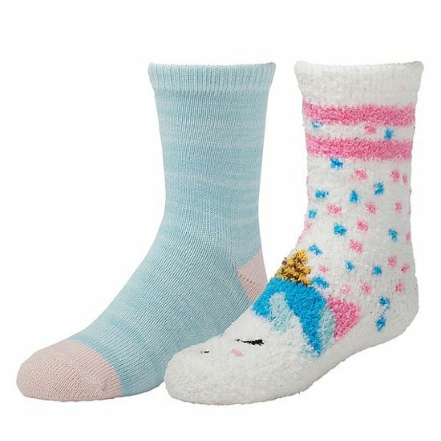 Womens * | Girls Cuddl Duds 2-Pack Plushfill Cozy Slipper Socks With Grippers