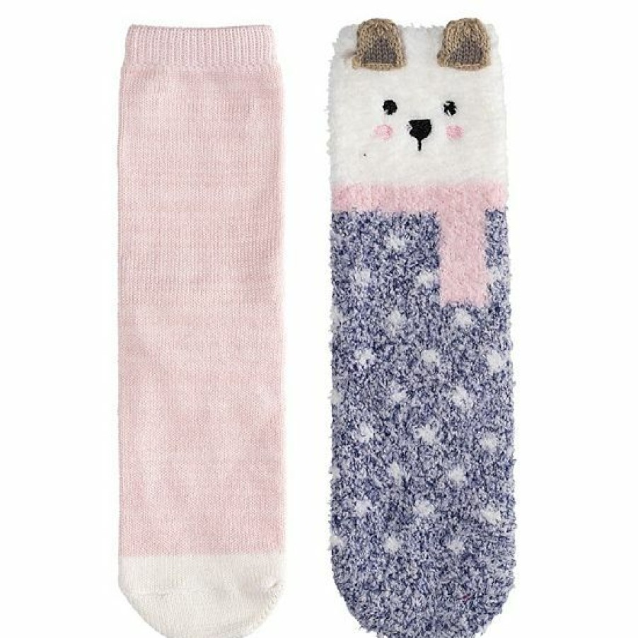 Womens * | Girls Cuddl Duds 2-Pack Plushfill Cozy Slipper Socks With Grippers