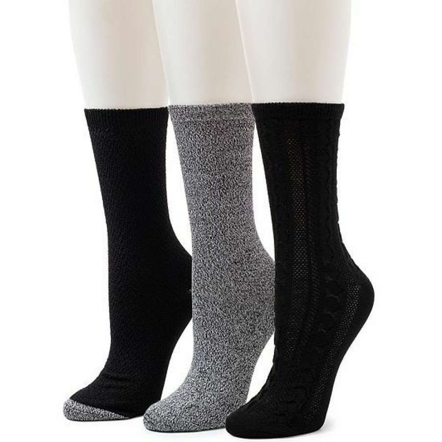 Womens * | Women'S Cuddl Duds Everyday 3-Pack Crew Socks