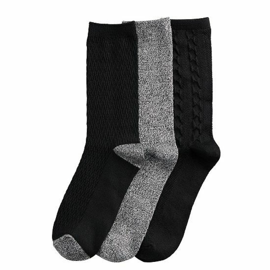 Womens * | Women'S Cuddl Duds Everyday 3-Pack Crew Socks