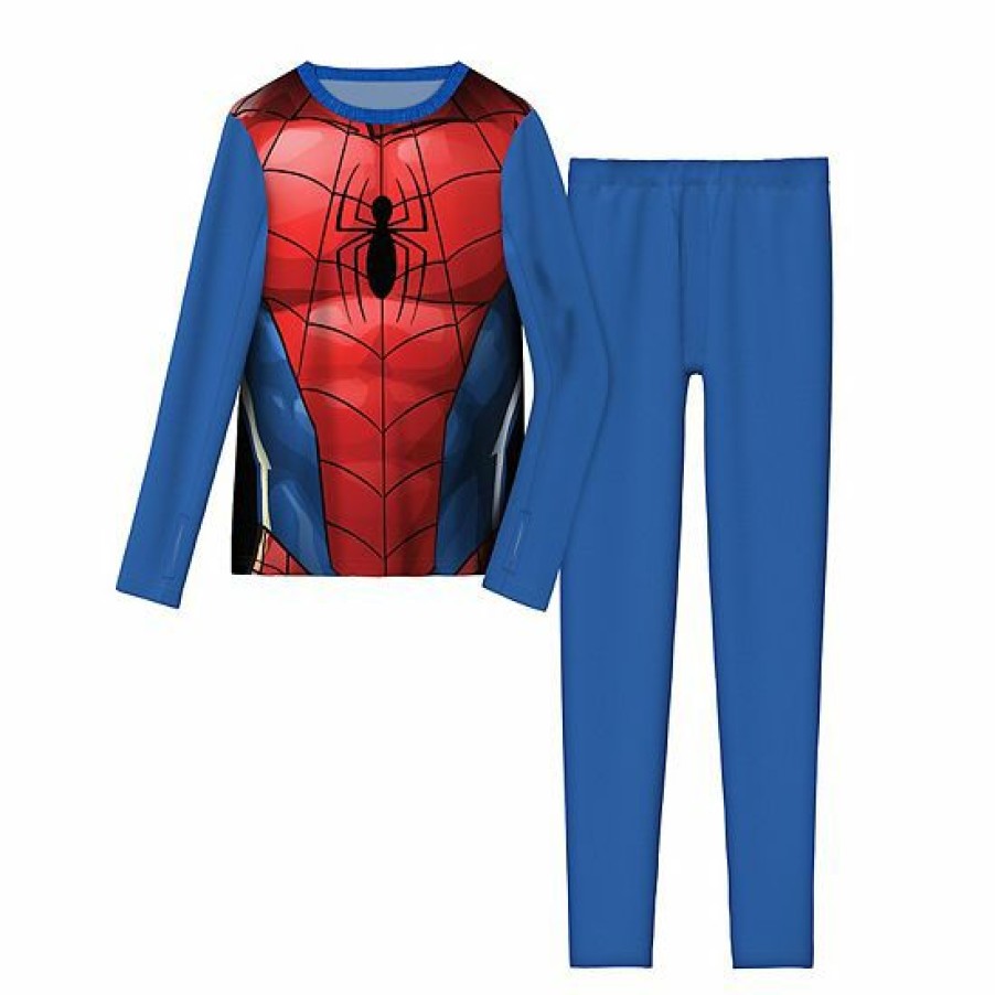 Womens * | Boys Cuddl Duds Spiderman Stretch 2-Piece Base Layer Set