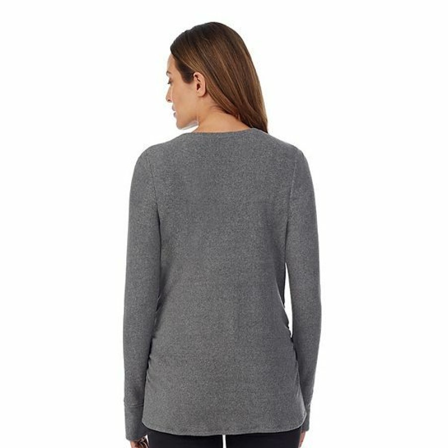 Womens * | Maternity Cuddl Duds Fleecewear With Stretch Snap Front Crewneck Top