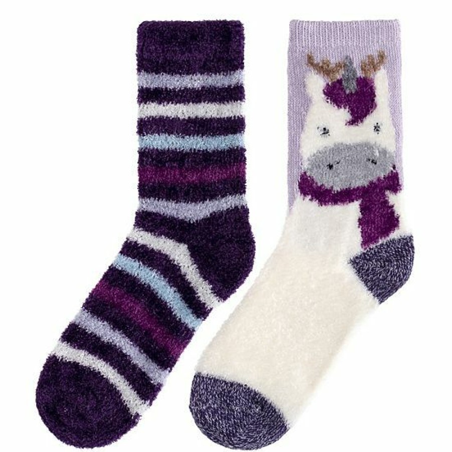 Womens * | Cuddl Duds Girls 2-Pack Plushfill Crew Socks