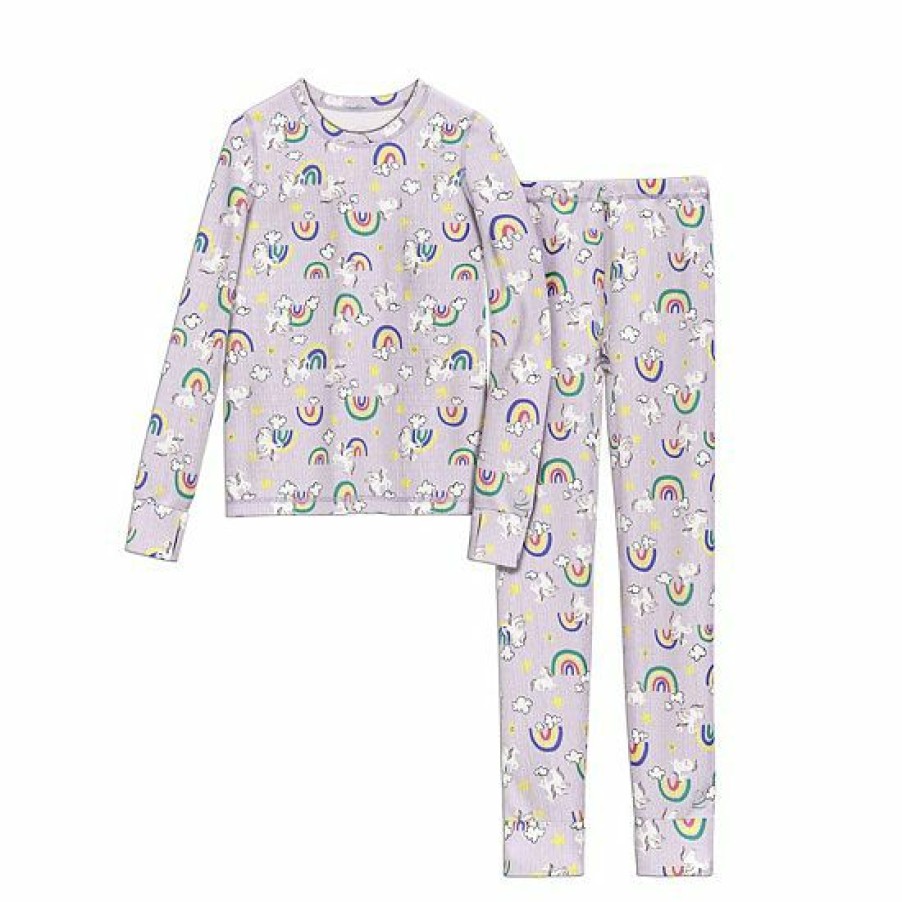 Womens * | Cuddl Duds Girls 7-16 Texture Grid 2-Piece Base Layer Set