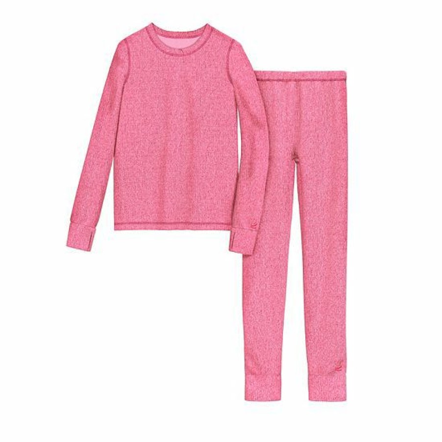 Womens * | Cuddl Duds Girls 7-16 Texture Grid 2-Piece Base Layer Set